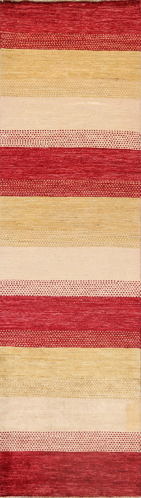 Striped Gabbeh Kashkoli Oriental Runner Rug 3x10