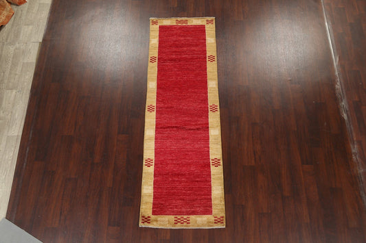 Contemporary Gabbeh Kashkoli Oriental Runner Rug 3x9