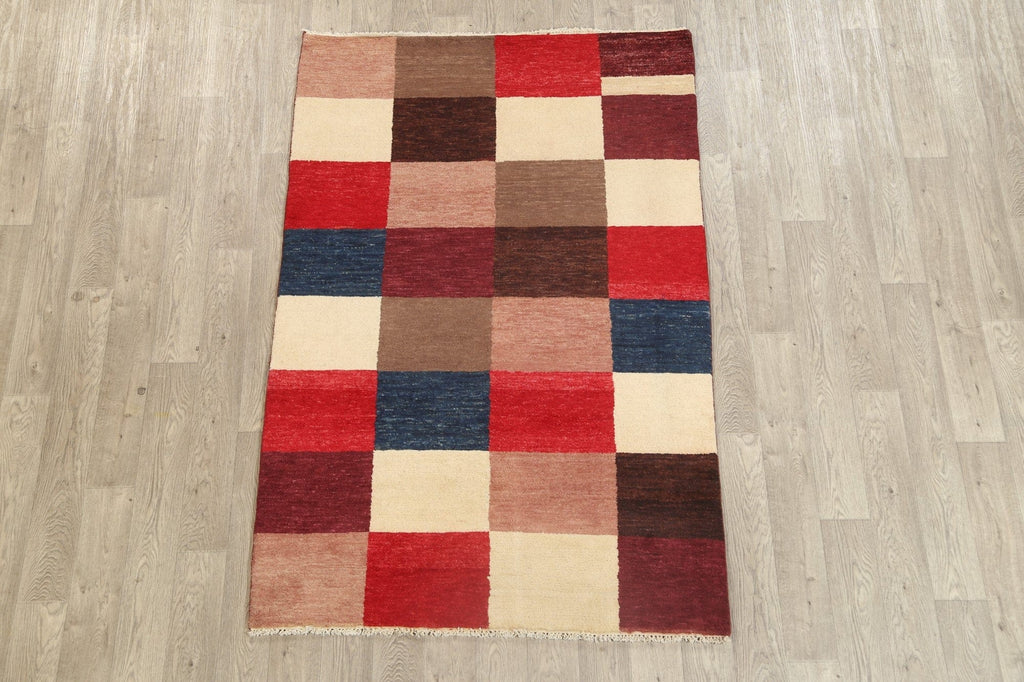 Checkered Gabbeh Kashkoli Oriental Area Rug 5x7