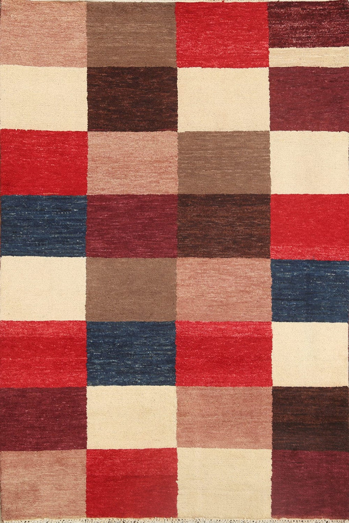 Checkered Gabbeh Kashkoli Oriental Area Rug 5x7