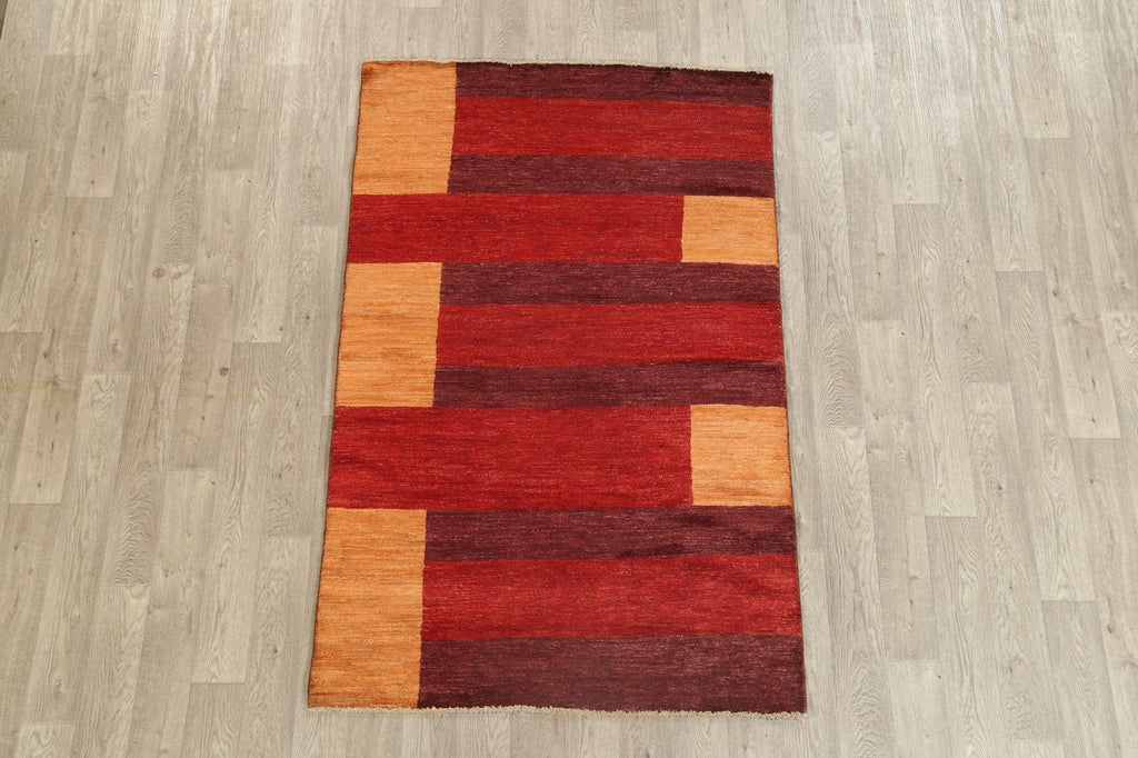 Contemporary Gabbeh Kashkoli Oriental Area Rug 4x7