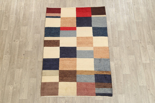 Checkered Modern Gabbeh Kashkoli Oriental Area Rug 5x7