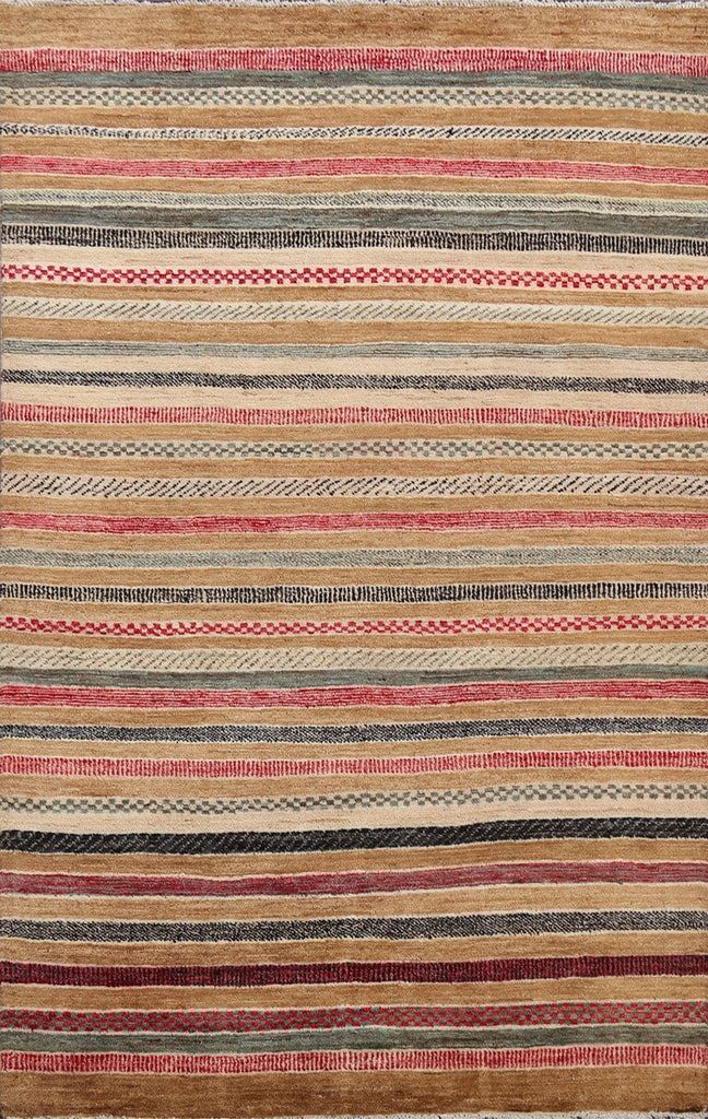 Stripe Gabbeh Kashkoli Oriental Area Rug 4x7