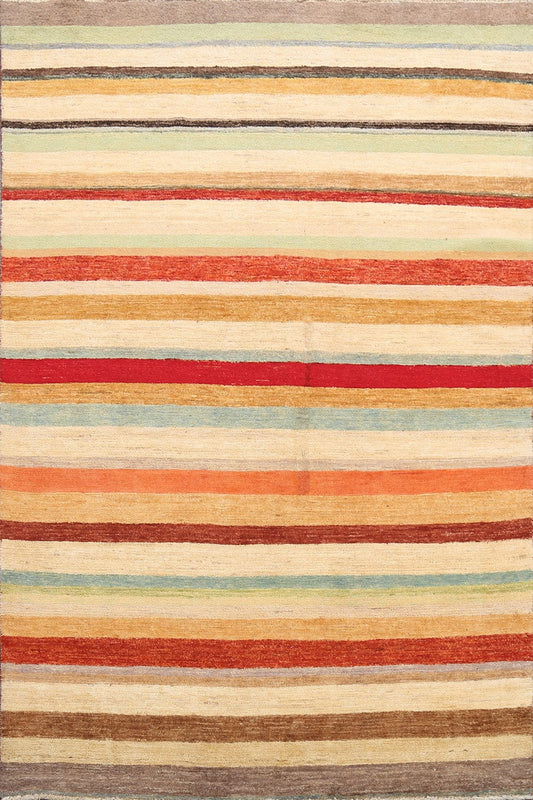 Stripe Gabbeh Kashkoli Oriental Area Rug 6x8