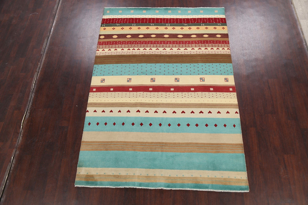 Stripe Gabbeh Kashkoli Oriental Area Rug 6x9