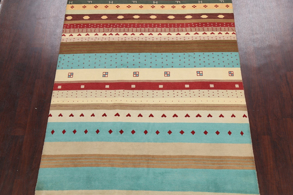 Stripe Gabbeh Kashkoli Oriental Area Rug 6x9