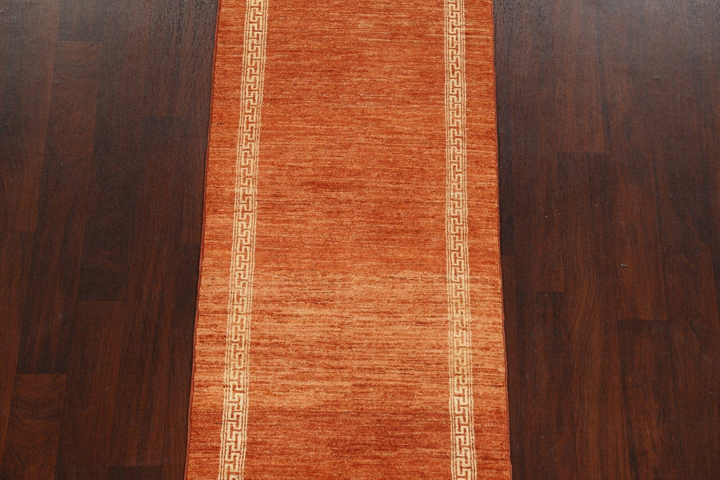 Bordered Gabbeh Kashkoli Oriental Runner Rug 3x9