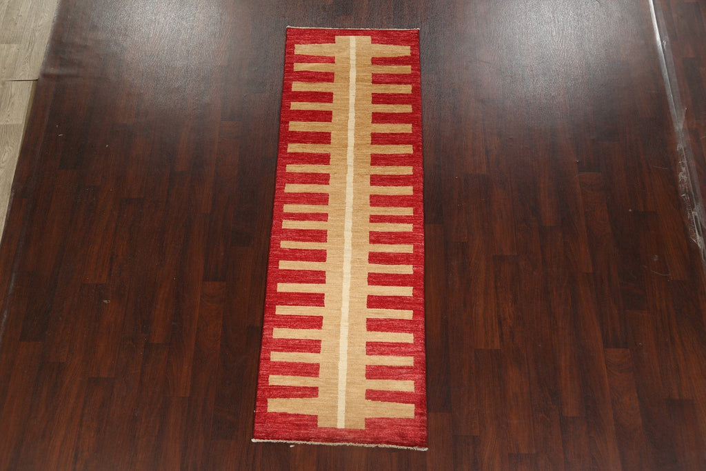 Modern Gabbeh Kashkoli Oriental Runner Rug 3x8