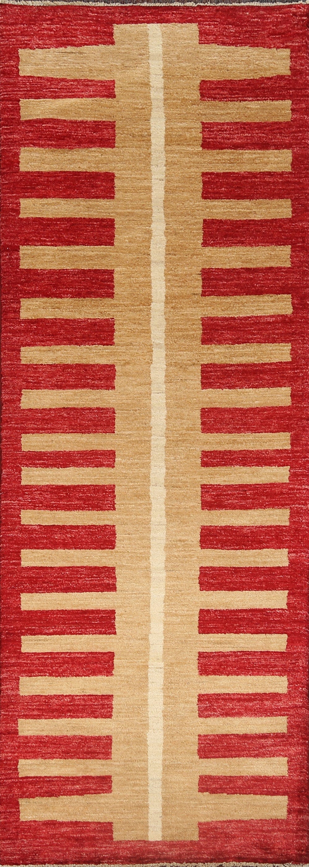 Modern Gabbeh Kashkoli Oriental Runner Rug 3x8