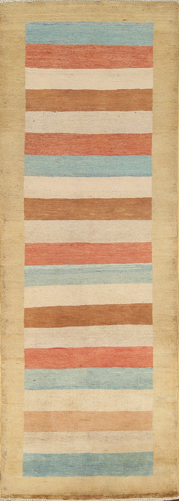 Striped Gabbeh Kashkoli Oriental Runner Rug 3x7