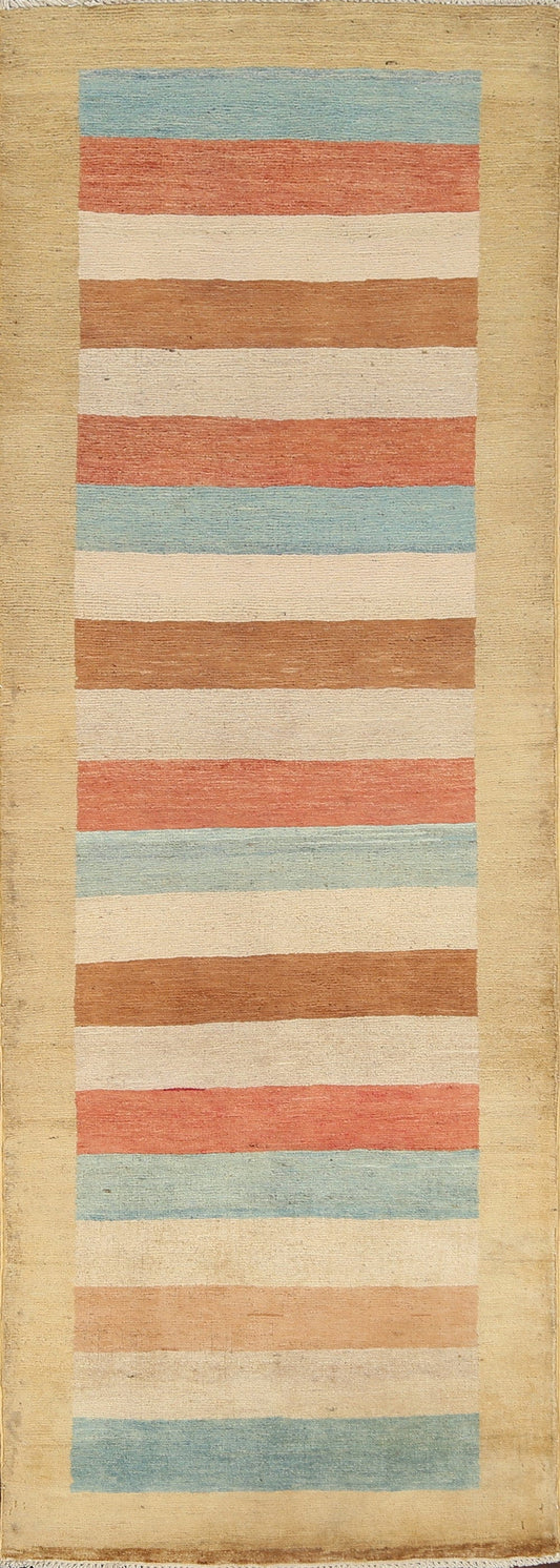 Striped Gabbeh Kashkoli Oriental Runner Rug 3x7