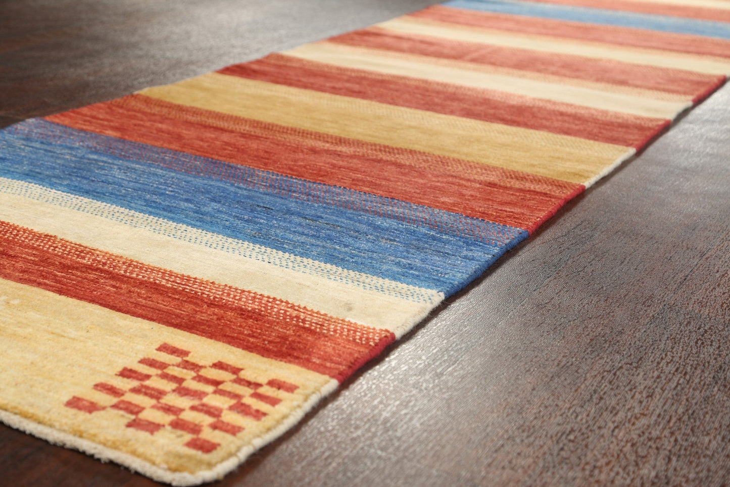 Striped Gabbeh Kashkoli Oriental Runner Rug 3x10