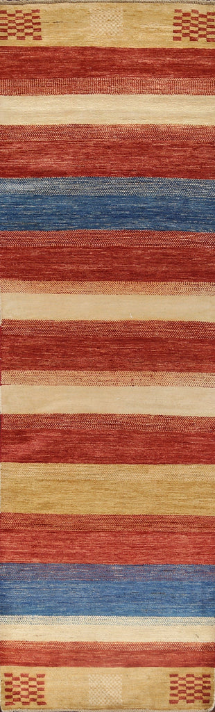 Striped Gabbeh Kashkoli Oriental Runner Rug 3x10