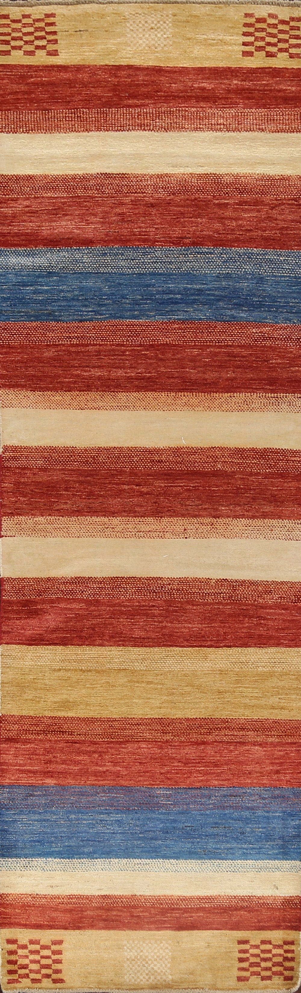 Striped Gabbeh Kashkoli Oriental Runner Rug 3x10