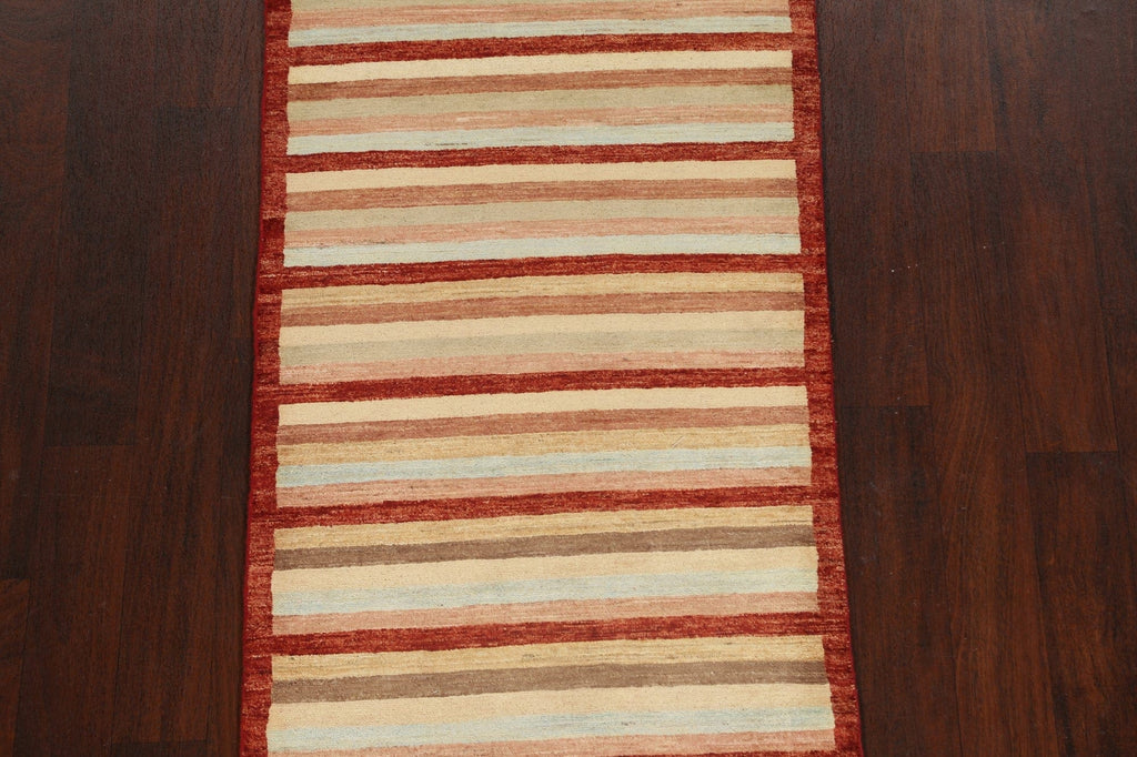 Striped Gabbeh Kashkoli Oriental Runner Rug 3x10