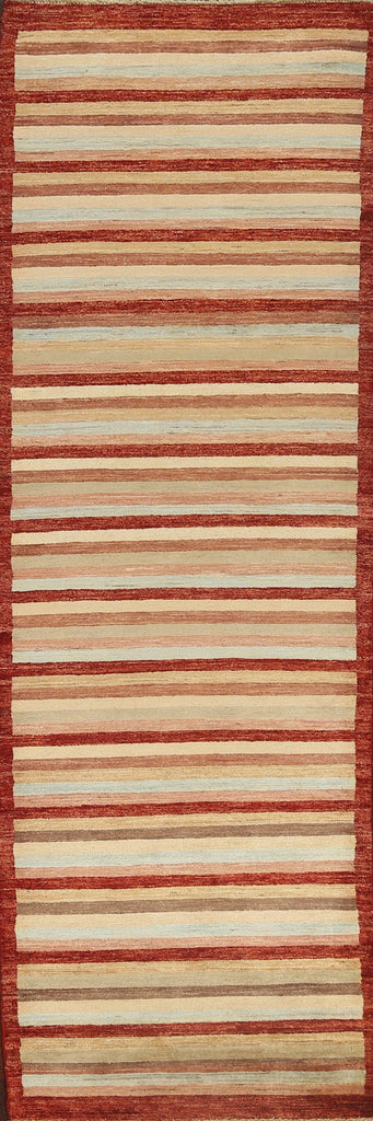 Striped Gabbeh Kashkoli Oriental Runner Rug 3x10