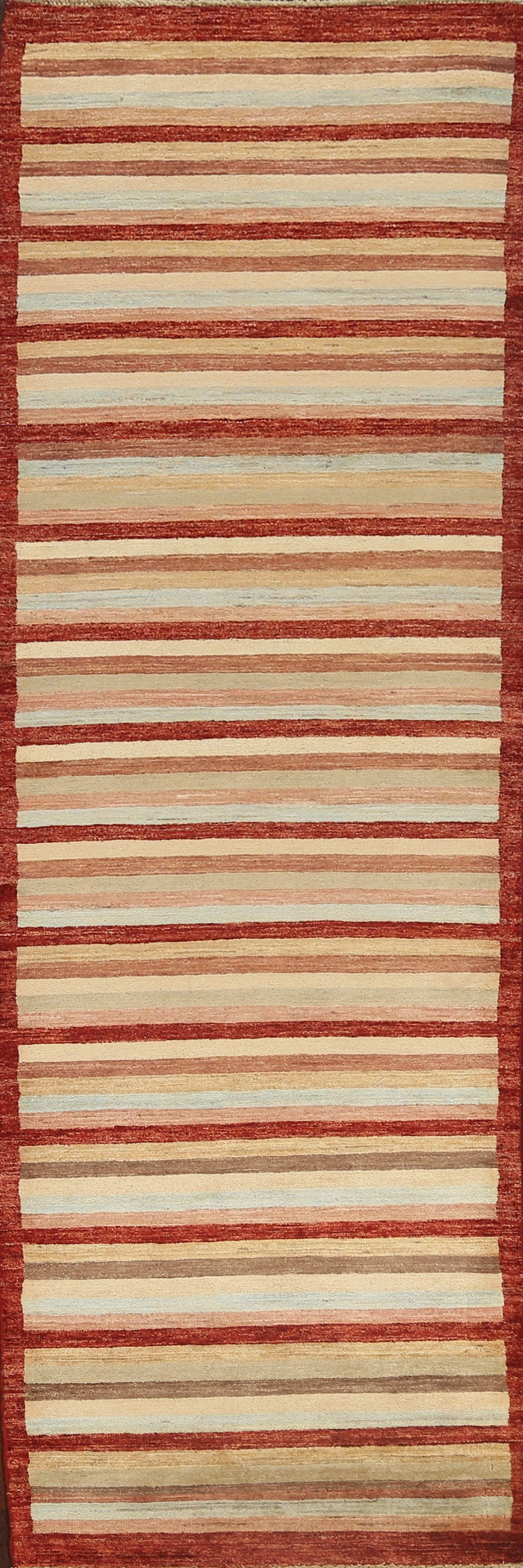 Striped Gabbeh Kashkoli Oriental Runner Rug 3x10