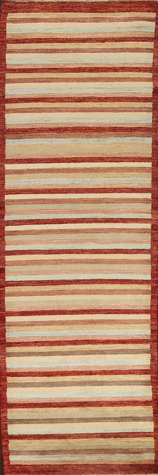 Striped Gabbeh Kashkoli Oriental Runner Rug 3x10