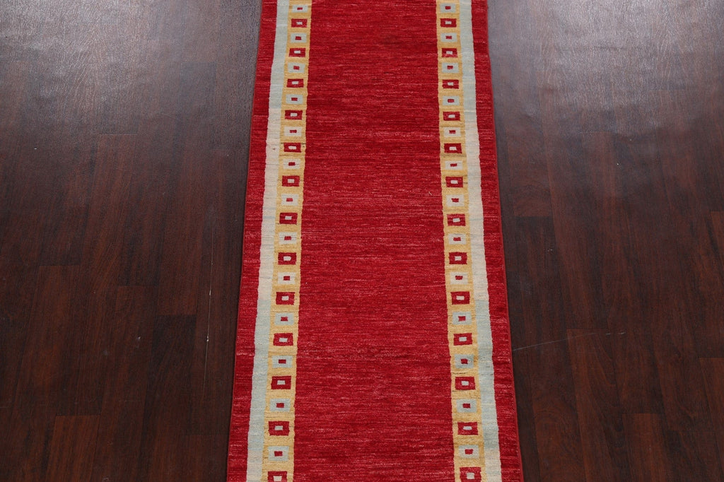 Geometric Gabbeh Kashkoli Oriental Runner Rug 3x10