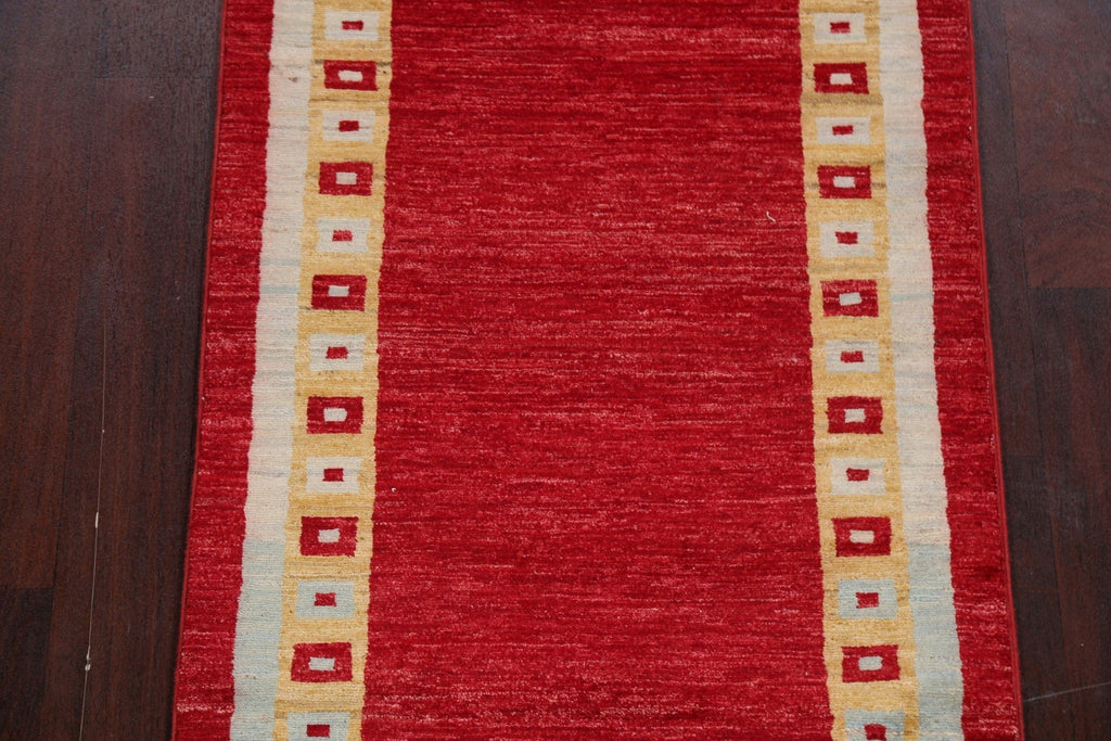 Geometric Gabbeh Kashkoli Oriental Runner Rug 3x10