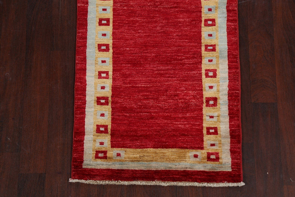 Geometric Gabbeh Kashkoli Oriental Runner Rug 3x10