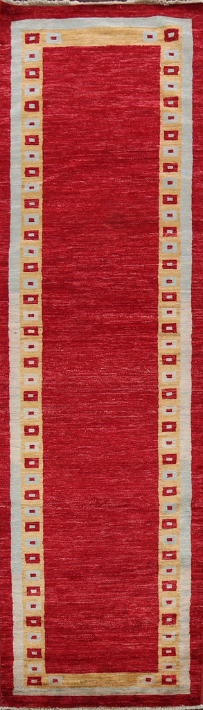 Geometric Gabbeh Kashkoli Oriental Runner Rug 3x10