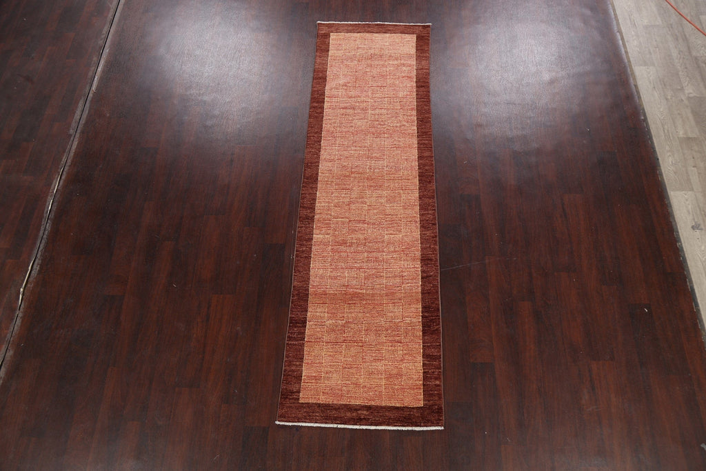 Contemporary Gabbeh Kashkoli Oriental Runner Rug 3x9