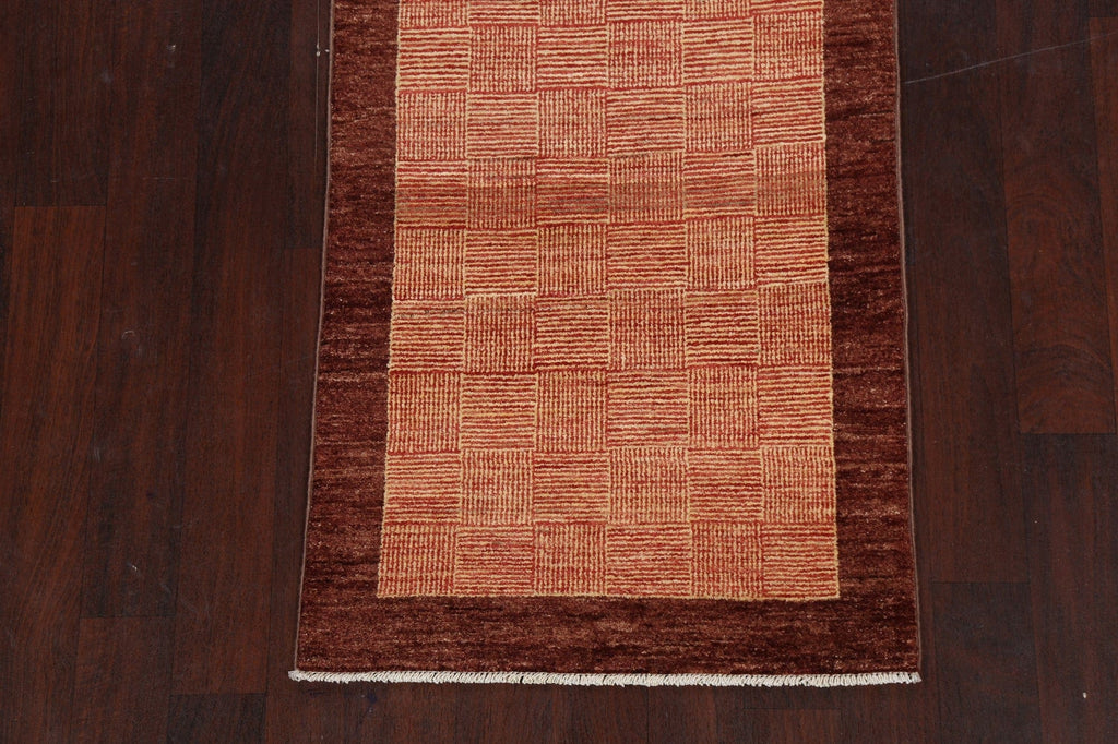 Contemporary Gabbeh Kashkoli Oriental Runner Rug 3x9