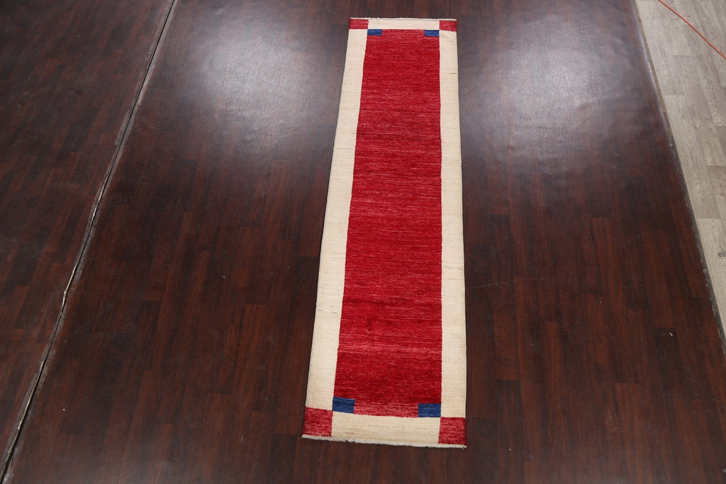 Contemporary Gabbeh Kashkoli Oriental Runner Rug 3x10