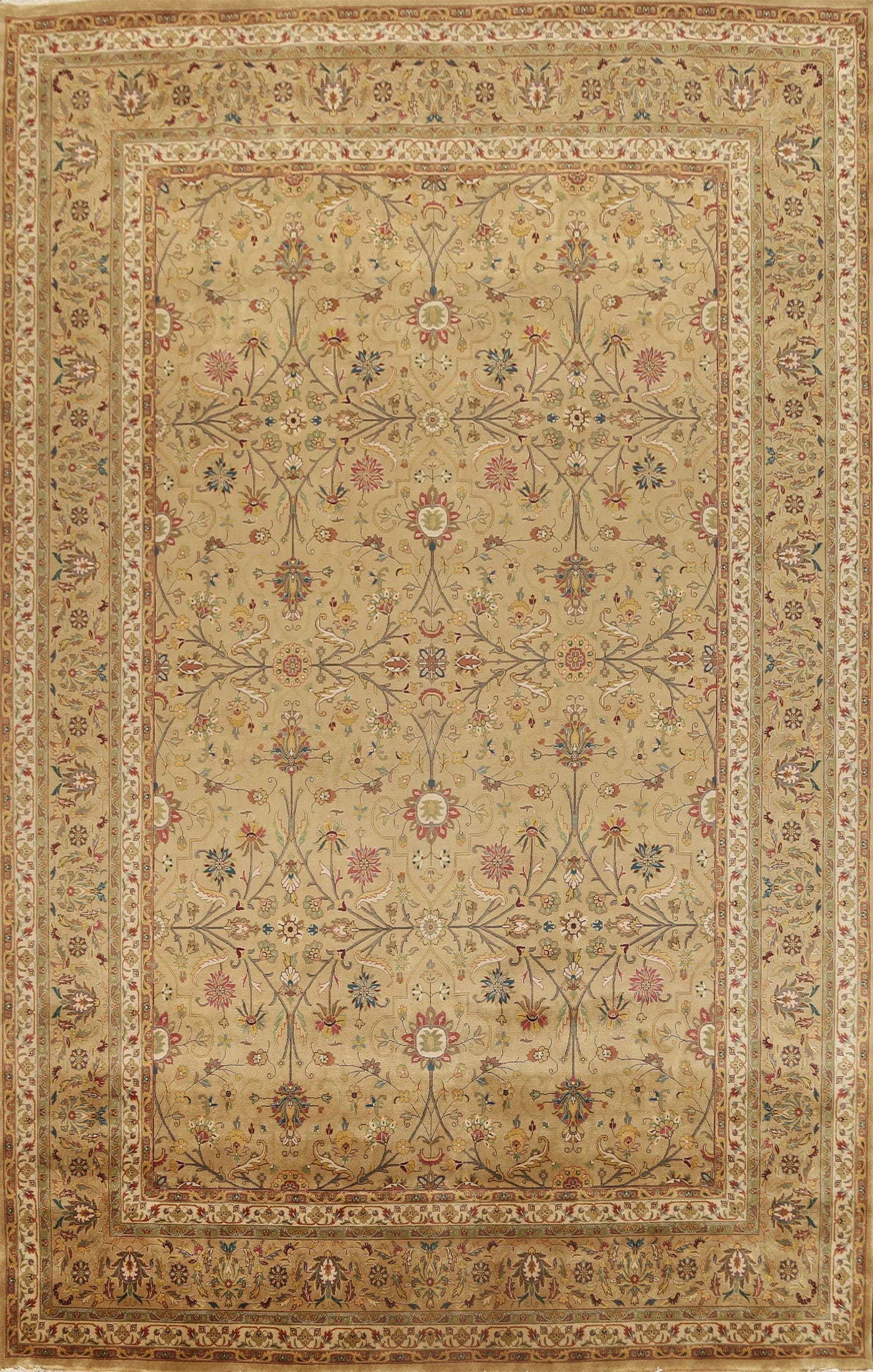 100% Vegetable Dye Floral Kashan Oriental Area Rug 10x14