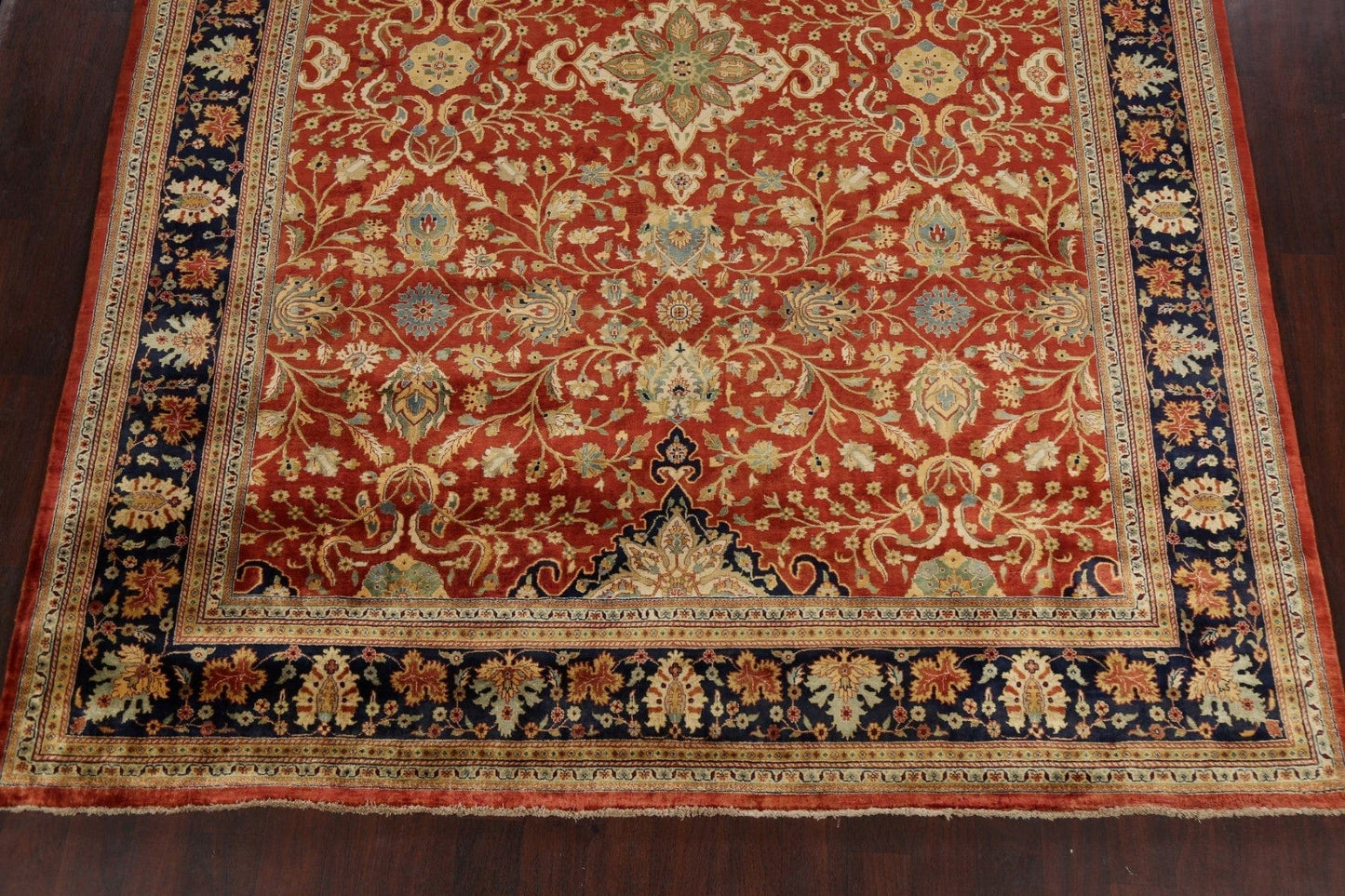 100% Vegetable Dye Floral Kashan Oriental Area Rug 9x12