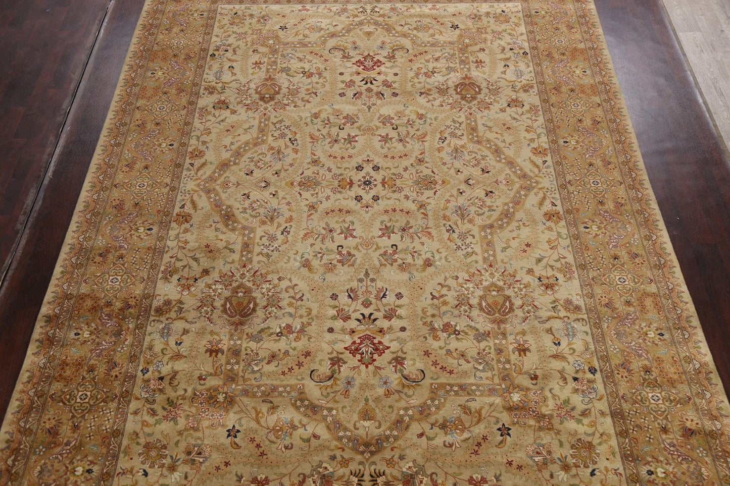 100% Vegetable Dye Floral Kashan Oriental Area Rug 10x14