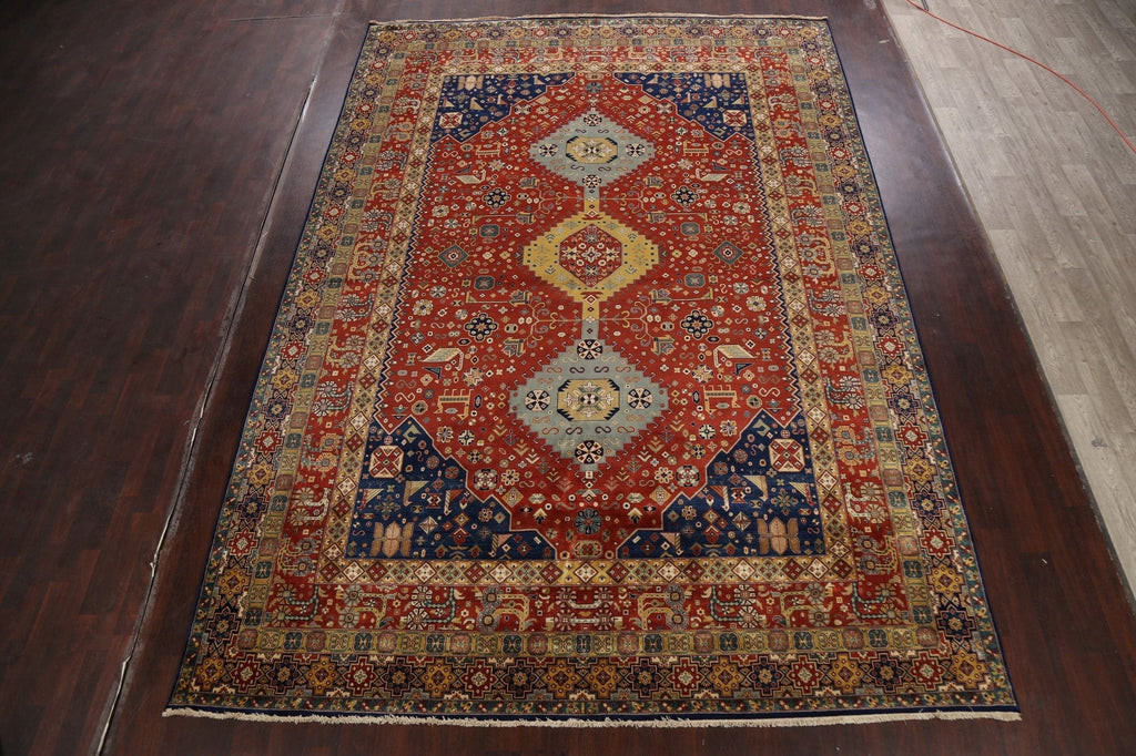 100% Vegetable Dye Tribal Kashan Oriental Area Rug 10x14