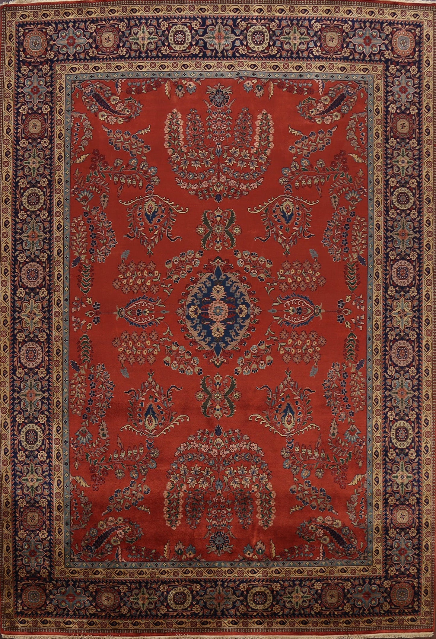 100% Vegetable Dye Floral Kashan Oriental Area Rug 9x12