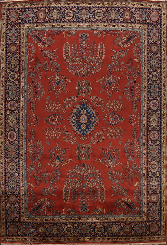 100% Vegetable Dye Floral Kashan Oriental Area Rug 9x12