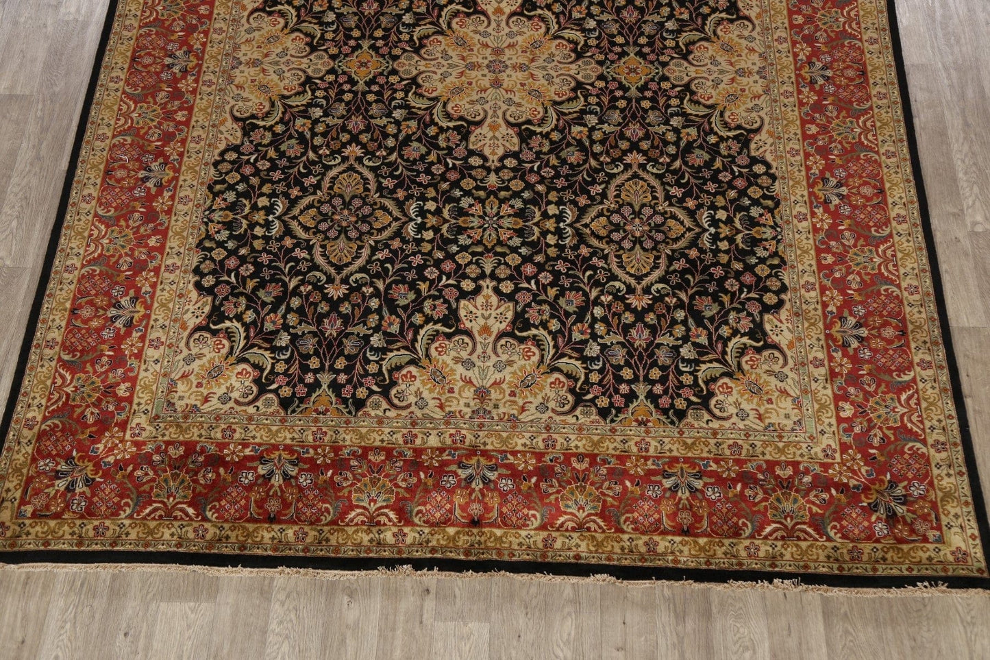 100% Vegetable Dye Floral Kashan Oriental Area Rug 9x11