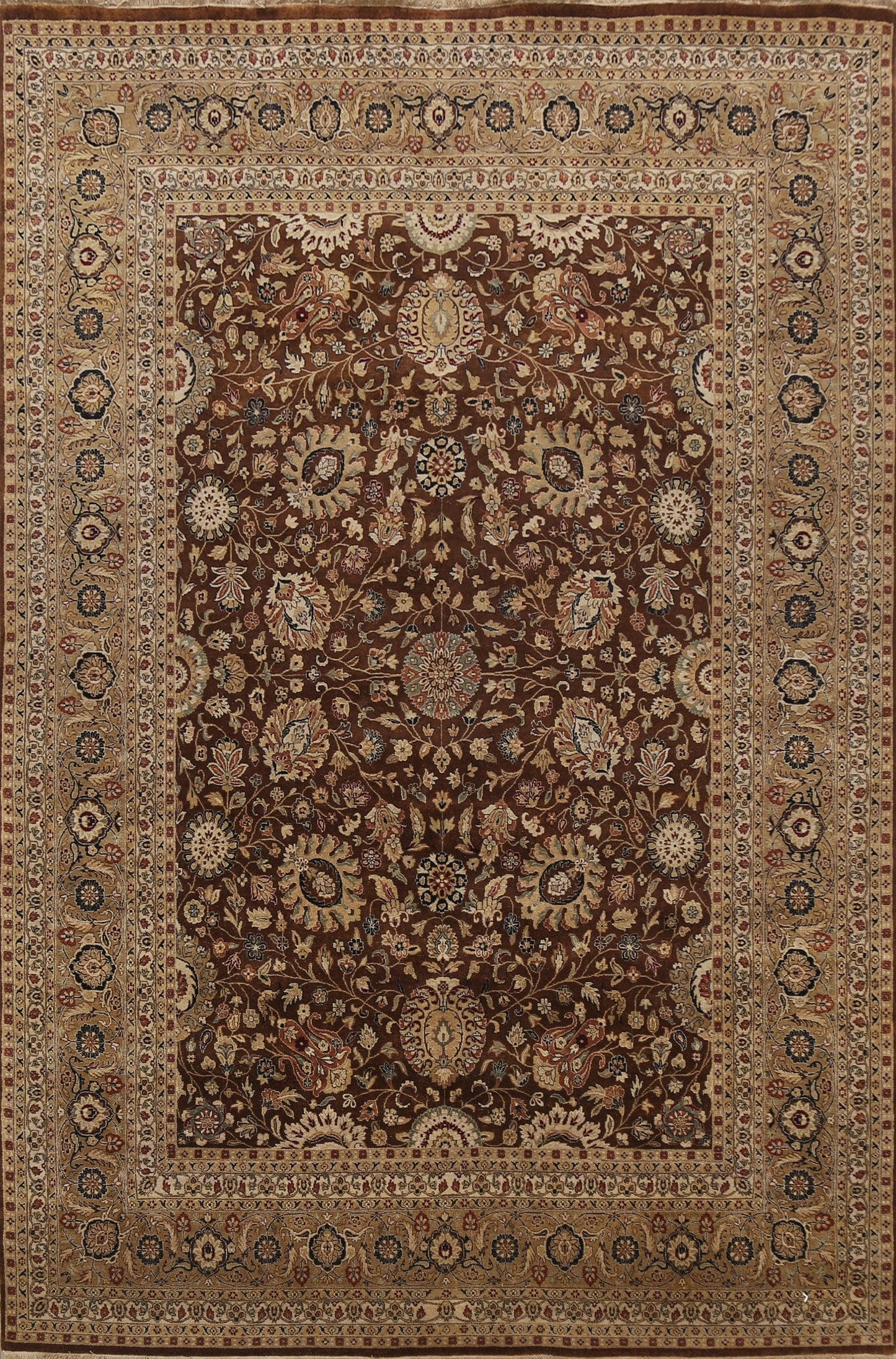 100% Vegetable Dye Floral Kashan Oriental Area Rug 8x10