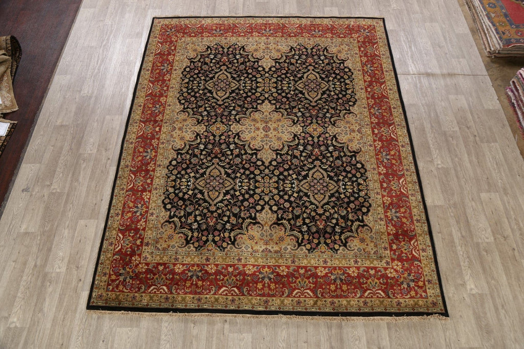 100% Vegetable Dye Floral Kashan Oriental Area Rug 8x10