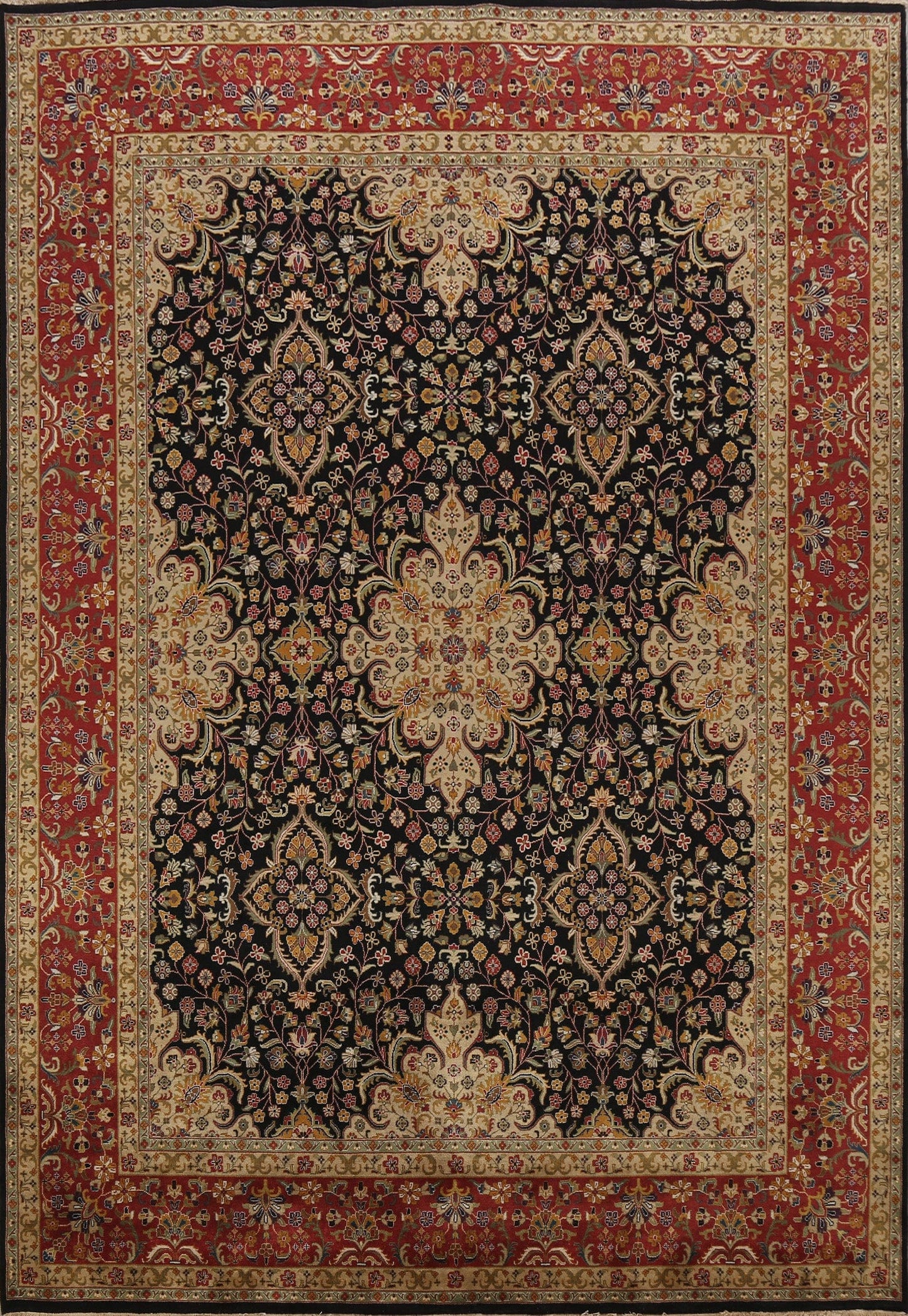 100% Vegetable Dye Floral Kashan Oriental Area Rug 8x11