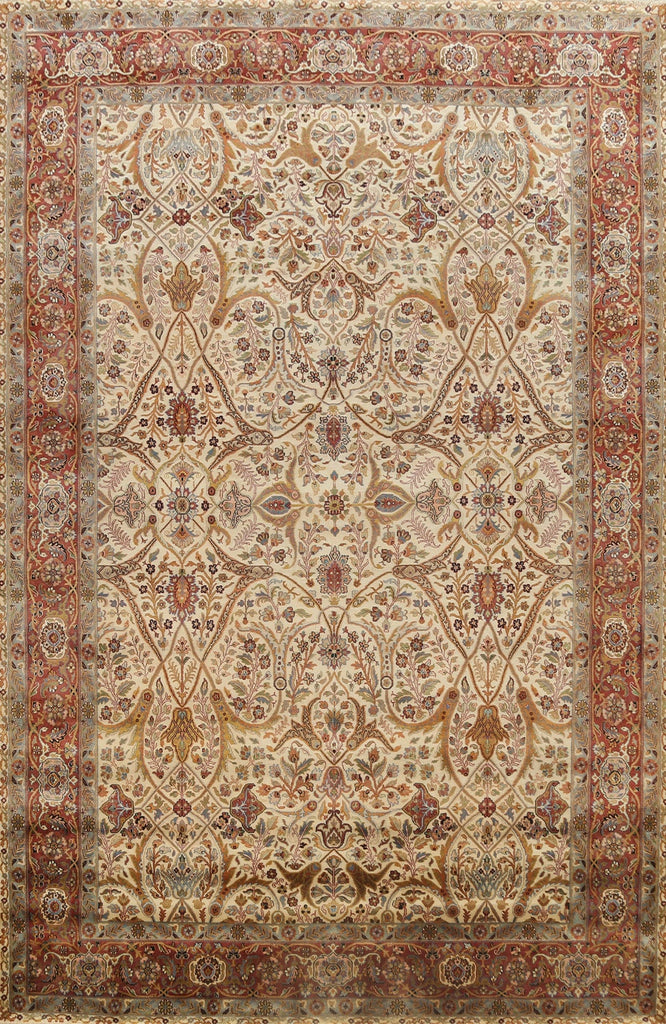 100% Vegetable Dye Floral Kashan Oriental Area Rug 10x14