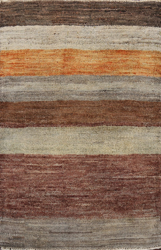 Contemporary Stripe Gabbeh Kashkoli Oriental Area Rug 2x3