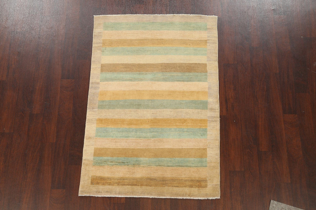 Contemporary Gabbeh Kashkoli Oriental Area Rug 4x6