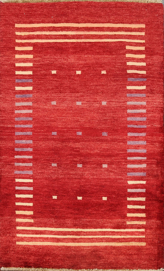 Contemporary Gabbeh Kashkoli Oriental Area Rug 3x4