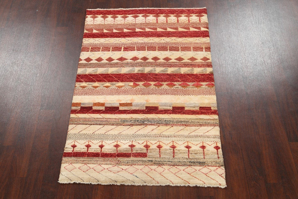 Contemporary Gabbeh Kashkoli Oriental Area Rug 4x6