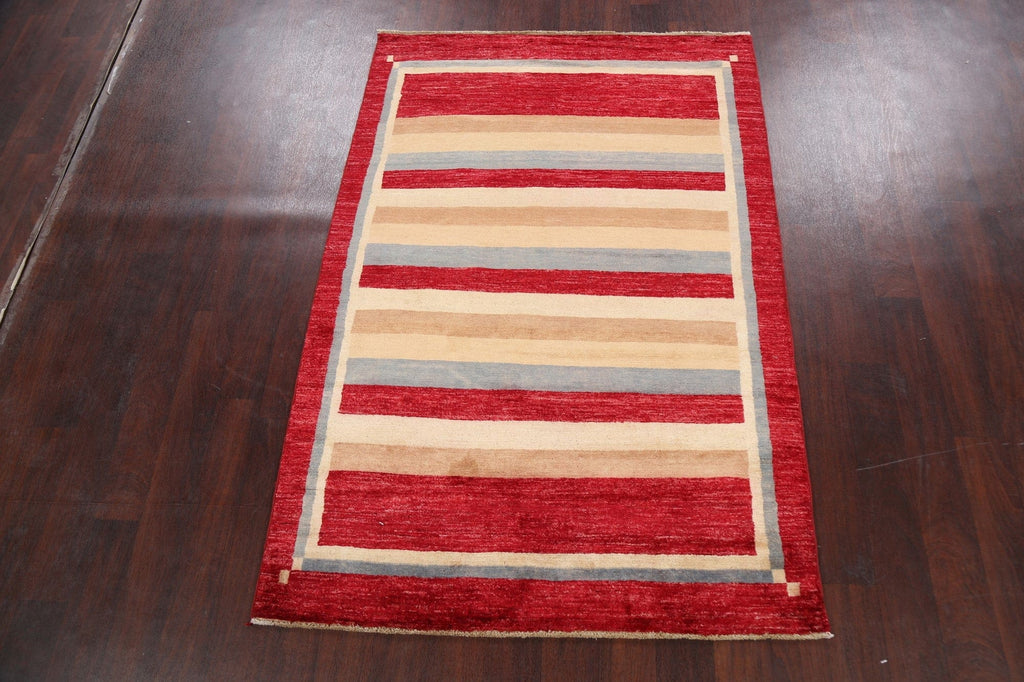 Contemporary Gabbeh Kashkoli Oriental Area Rug 4x6