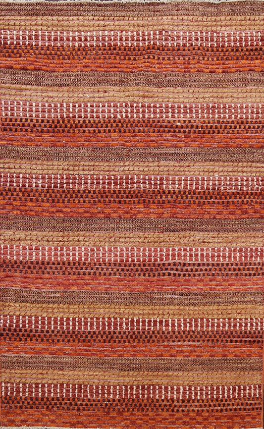 Contemporary Gabbeh Kashkoli Oriental Area Rug 4x6