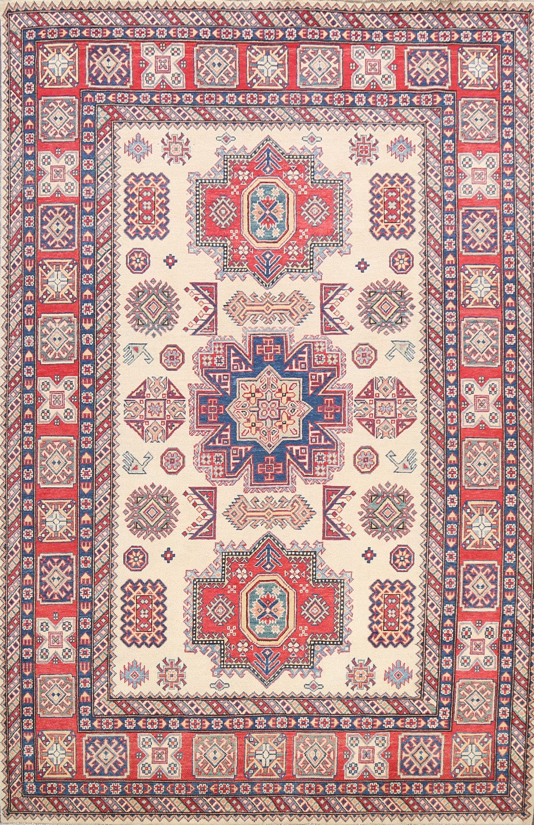 100% Vegetable Dye Super Kazak Oriental Area Rug 7x10