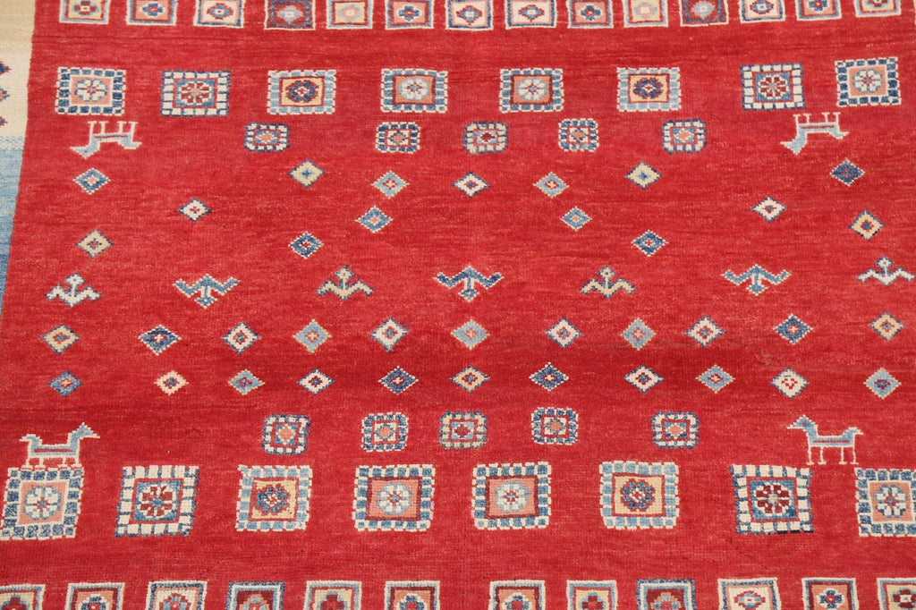 100% Vegetable Dye Super Tribal Kazak Oriental Area Rug 6x9