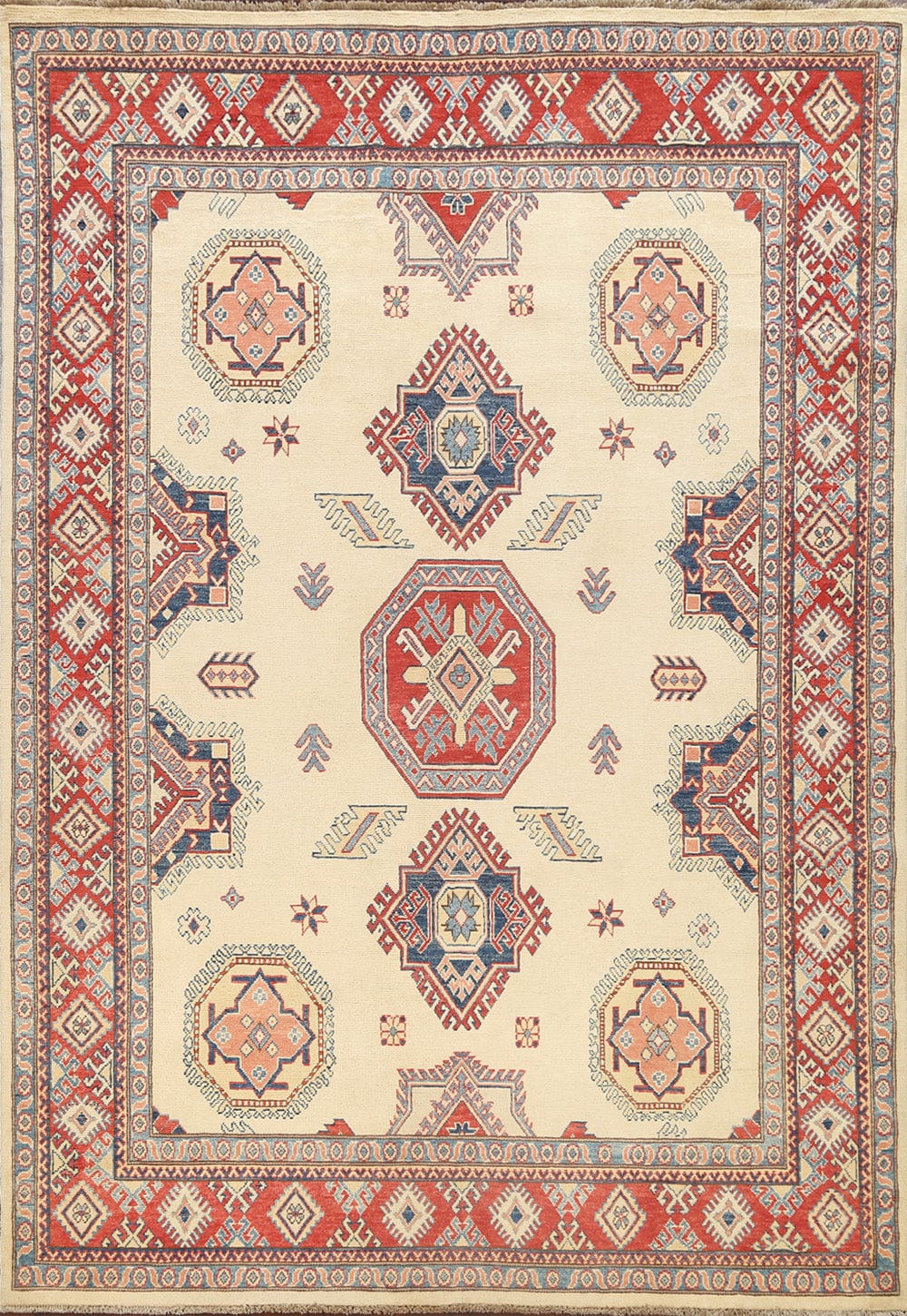 100% Vegetable Dye Super Kazak Oriental Area Rug 7x10