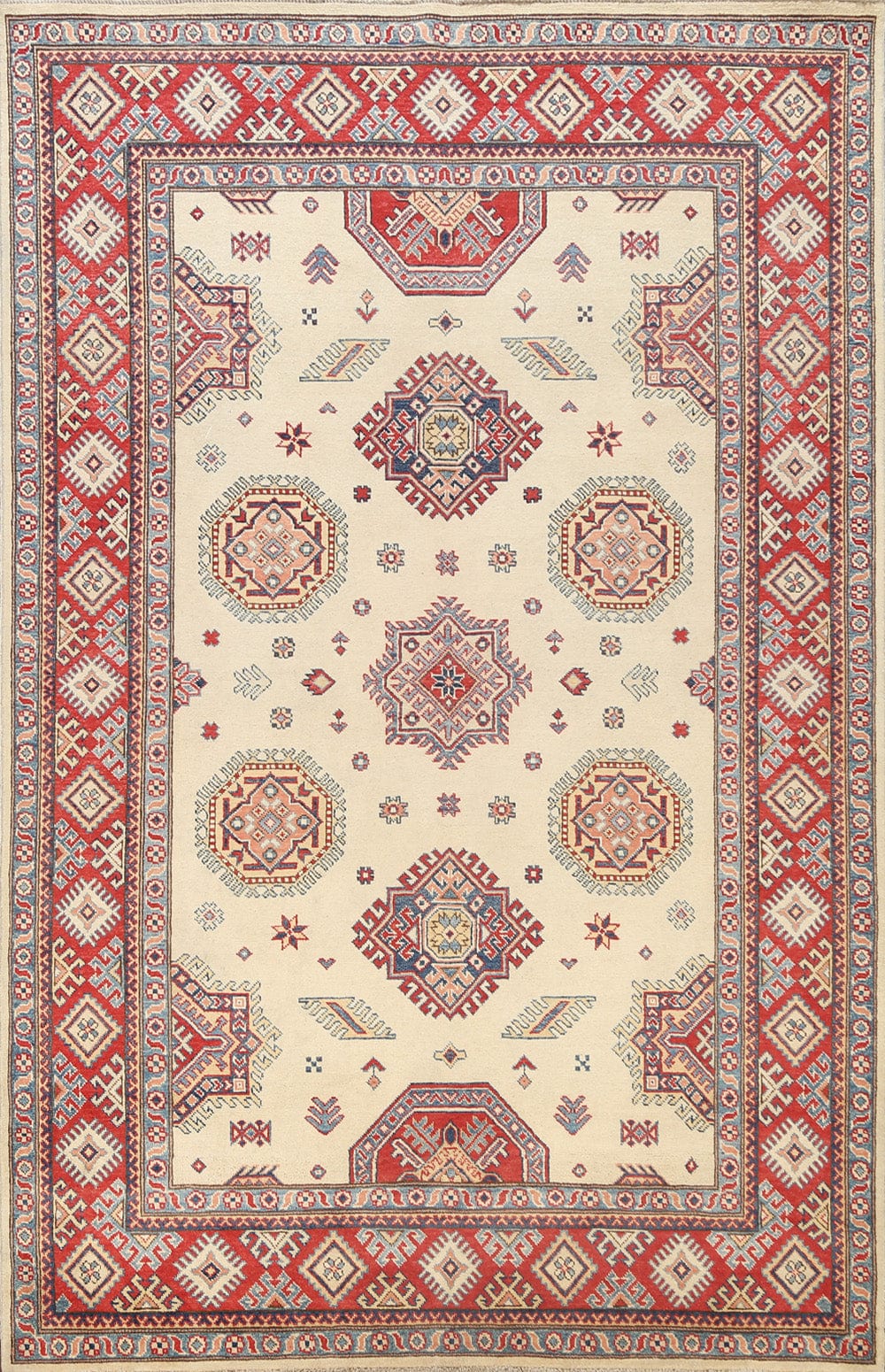 100% Vegetable Dye Super Kazak Oriental Area Rug 6x9